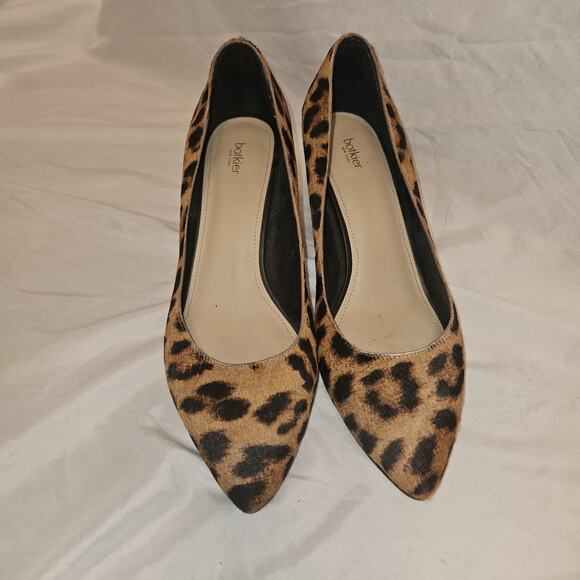 Botkier Tan Black Point Toe Leopard Heel Shoe Fur Women's Size 11 - Picture 2 of 8